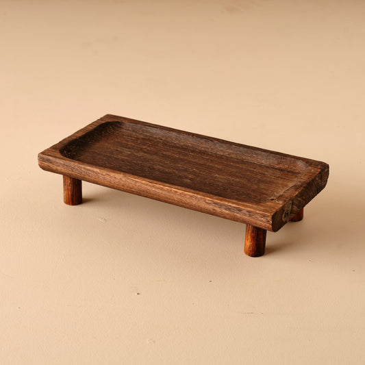 Arvine Ayaklı Sunum Tepsisi Naturel (33x16x7 cm)