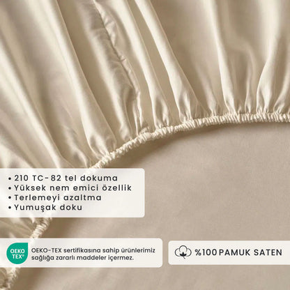 %100 Pamuk Saten Çift Kişilik Lastikli Çarşaf (160x200 cm)