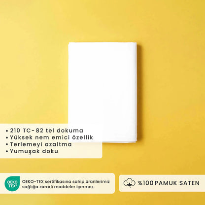 %100 Pamuk Saten King Size Lastikli Çarşaf Krem (180x200 cm)