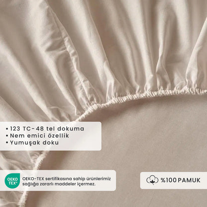 %100 Pamuk Ranforce King Size Lastikli Çarşaf Açık Mavi (180x200 cm)
