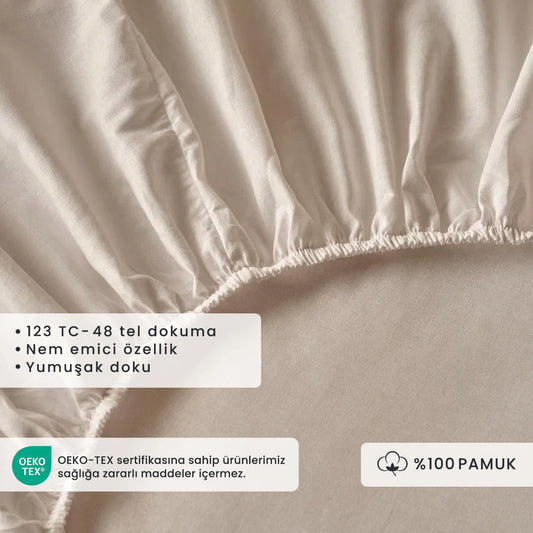 %100 Pamuk Ranforce King Size Lastikli Çarşaf Açık Mavi (180x200 cm)