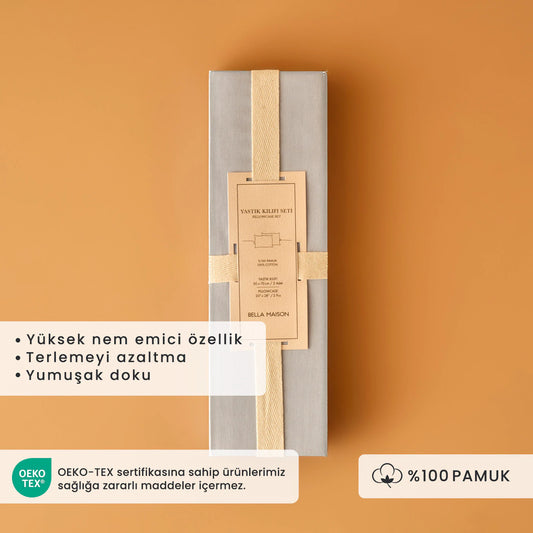 %100 Pamuk Ranforce Basic Yastık Kılıfı 2'li Açık Mavi (50x70 cm)