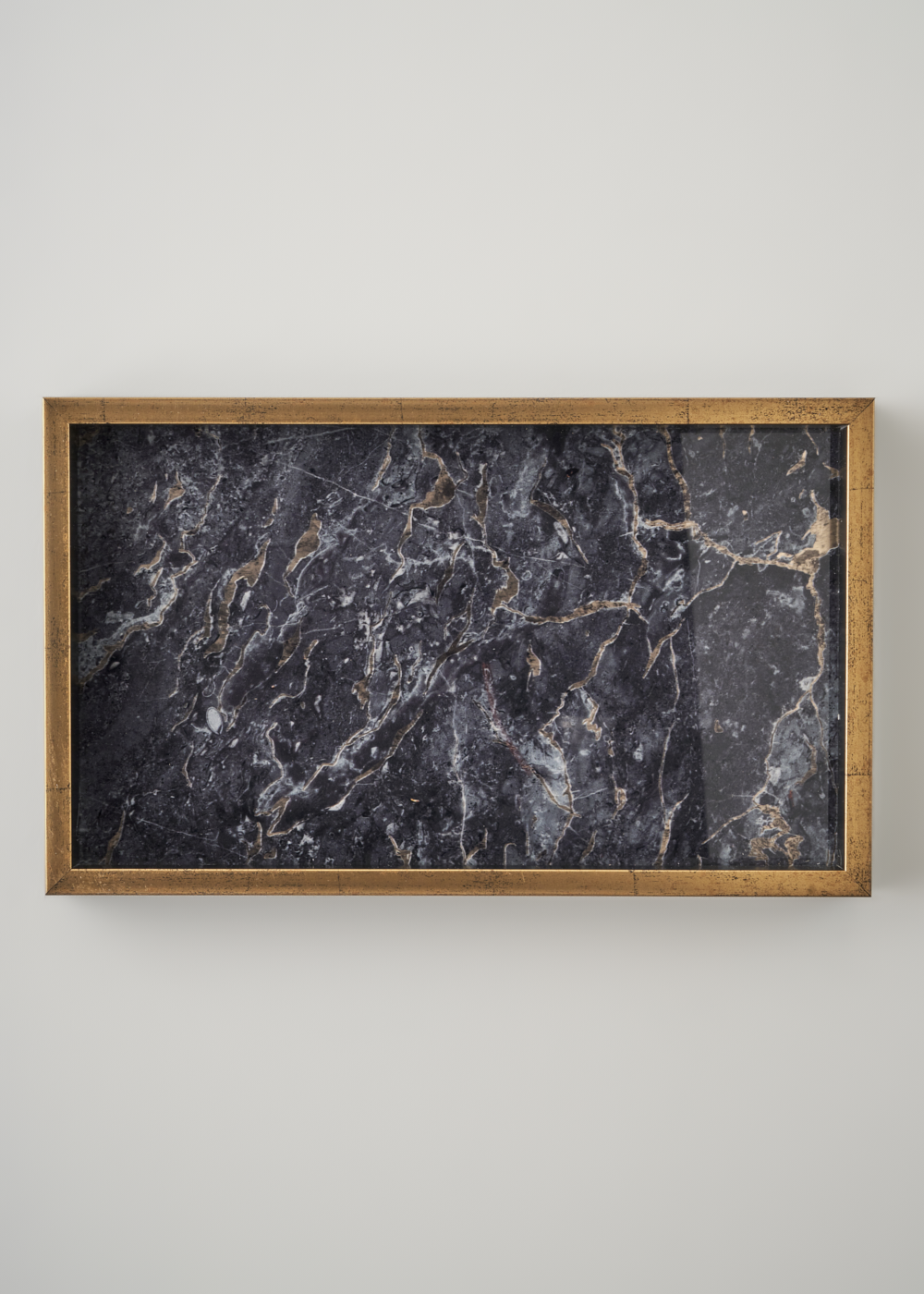 Marmo Dekoratif Cam Tepsi Siyah (22x37 cm)