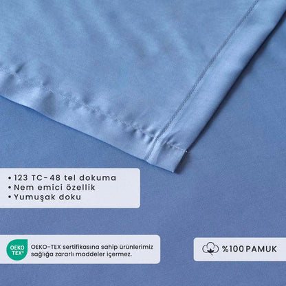%100 Pamuk Ranforce King Size Çarşaf Denim (260x280 cm)