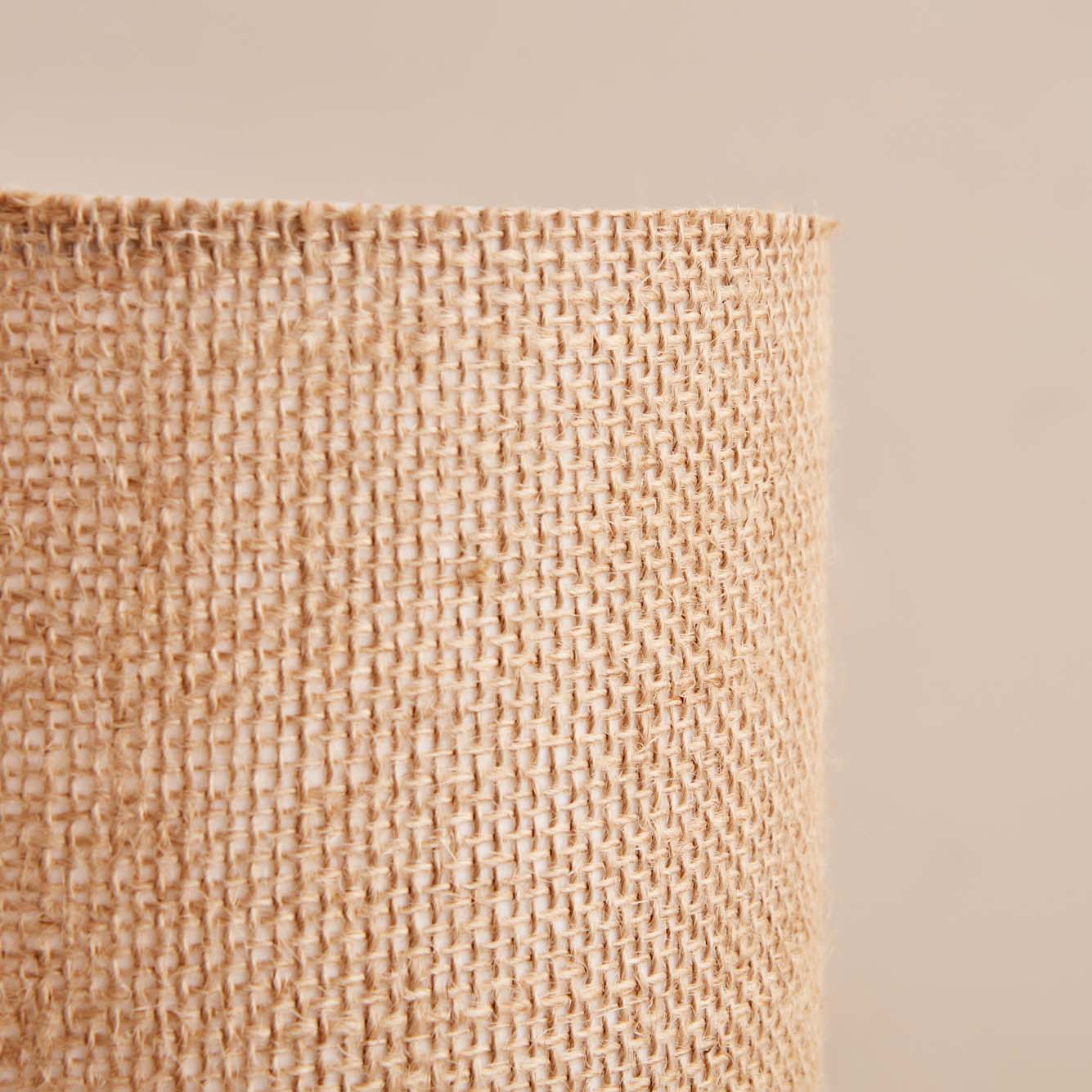 Hasır Kumaş Tasarım Ahşap Ayaklı Abajur Naturel (24x15 cm) - 4
