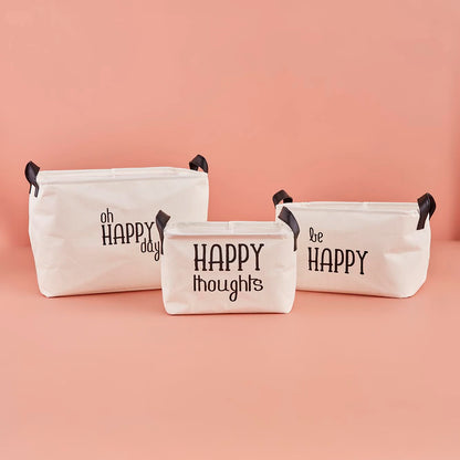 Happy Thoughts Dikdörtgen Sepet Beyaz (24x17x14 cm) - 4
