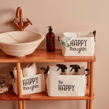 Happy Thoughts Dikdörtgen Sepet Beyaz (24x17x14 cm) - 5