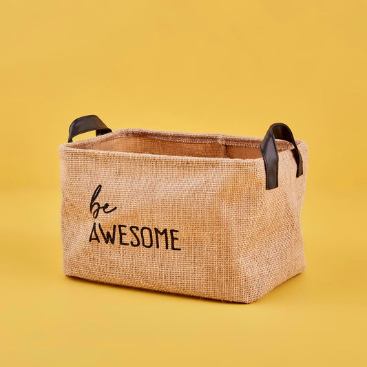 Be Awesome Jüt Dikdörtgen Sepet Naturel (30x21x18 cm)
