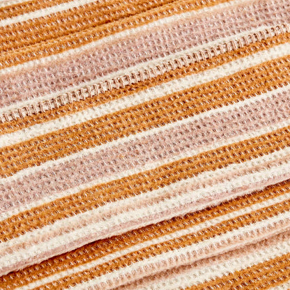 Stripe Pamuklu Çift Kişilik Battaniye Bej (180x220 cm)
