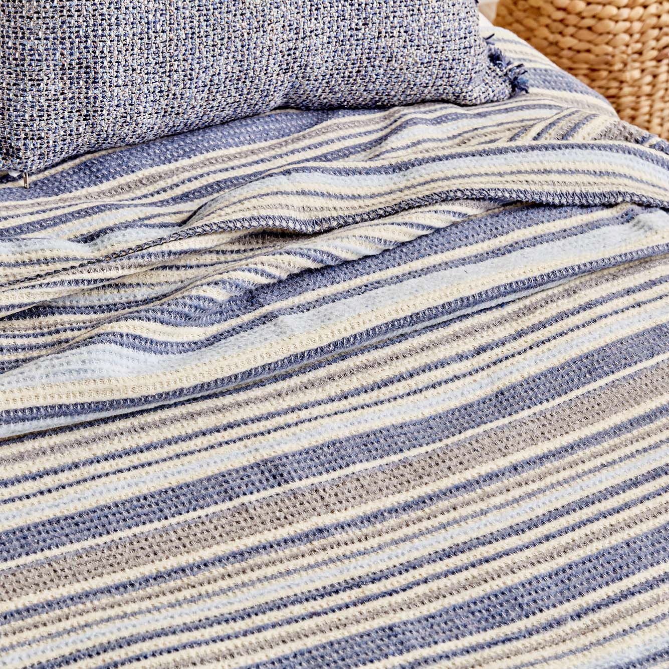 Stripe Pamuklu - 150x200 cm - MAVİ - 2