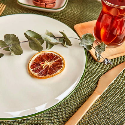 Allure Seramik Pasta Tabağı Beyaz-Yeşil (21 cm)