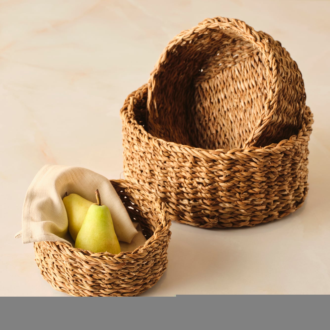 Pietra Hasır Yuvarlak Sepet Naturel (20x8 cm) - 30x12 cm - NATUREL - 3
