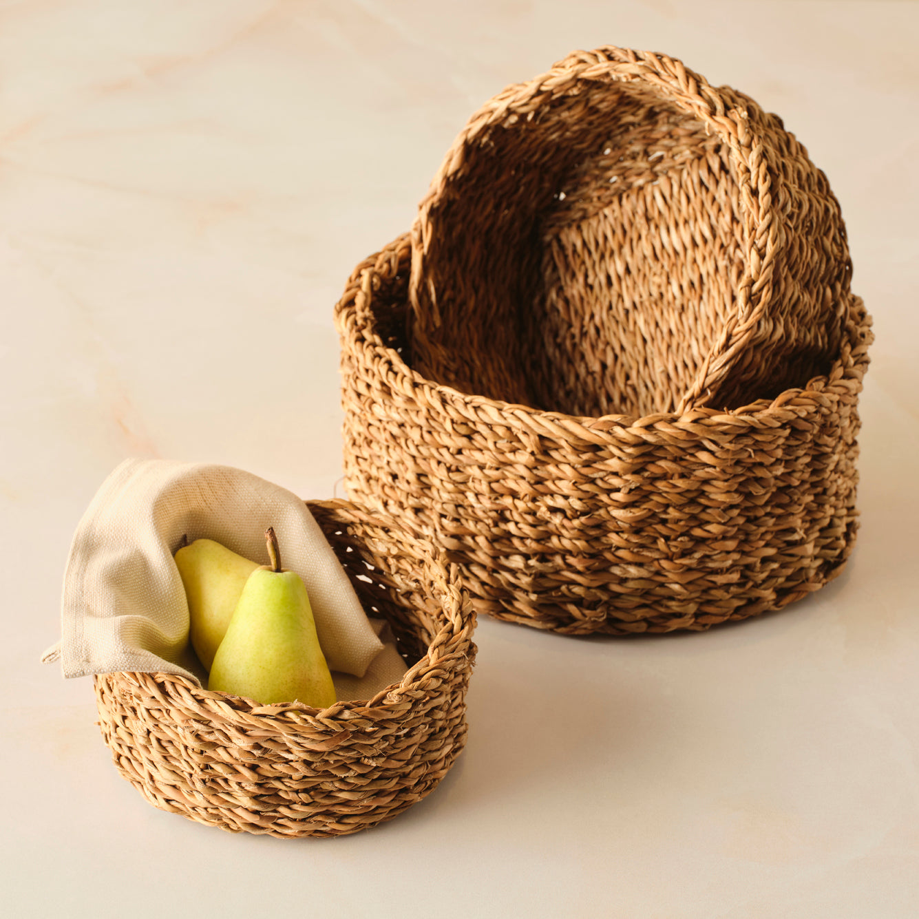 Pietra Hasır Yuvarlak Sepet Naturel (20x8 cm) - 25x10 cm - NATUREL - 3