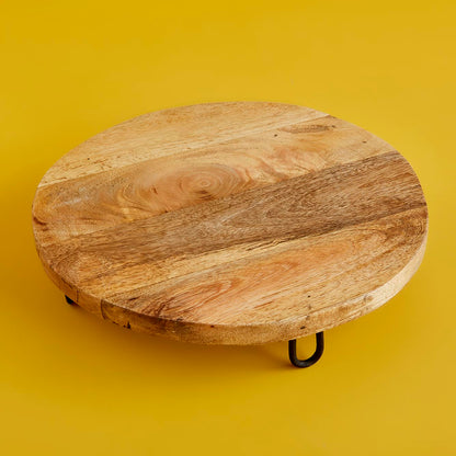 Natura Mango Ağacı Yuvarlak Sunum Tepsisi Naturel (30x6 cm)