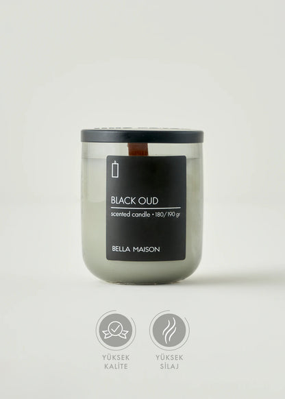 Black Oud Ahşap Fitilli Soy Wax Mum