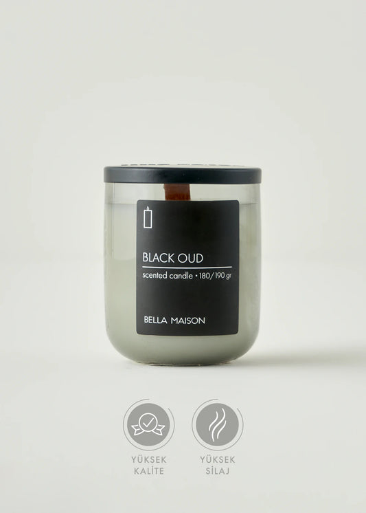 Black Oud Ahşap Fitilli Soy Wax Mum