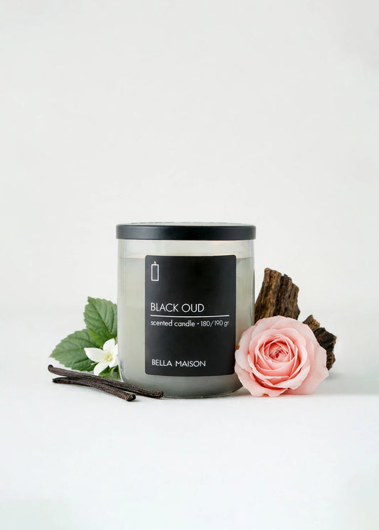 Black Oud Ahşap Fitilli Soy Wax Mum