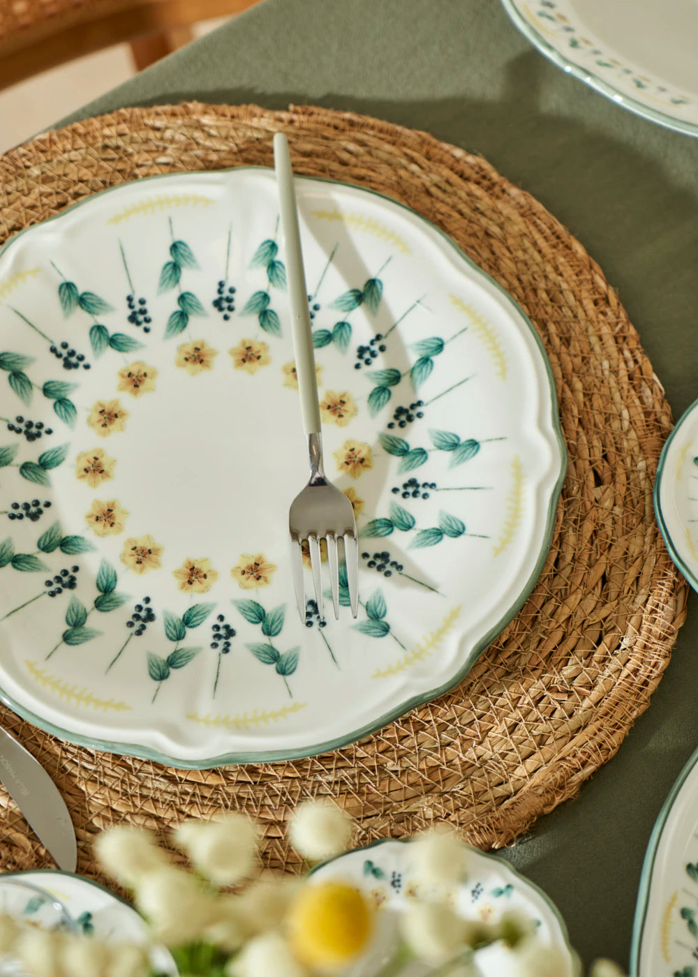 Adelina Stoneware 26 Parça 6 Kişilik Kahvaltı Takımı Yeşil - 5