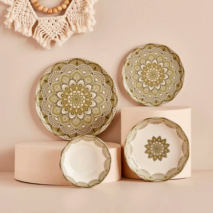 Mandala Porselen Çorba Kasesi Yeşil (14 cm)