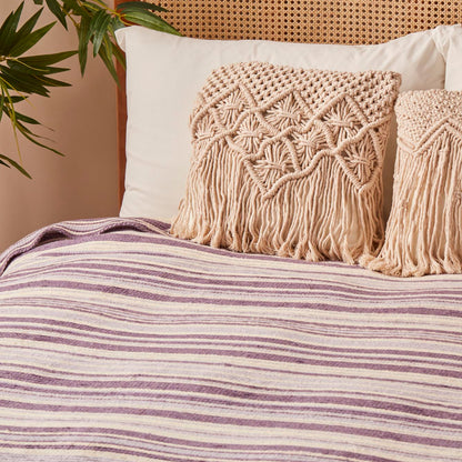 Stripe Pamuklu - 150x200 cm - LİLA - 2