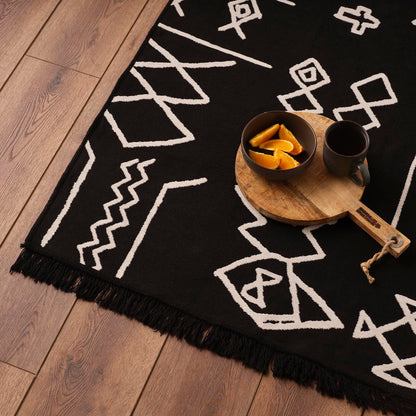Hiyeroglif Kilim Siyah (120x180 cm) - 80x300 cm - SİYAH - 3