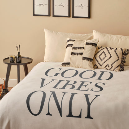 Good Vibes %100 Pamuk - 150x220 cm - ANTRASİT - 2