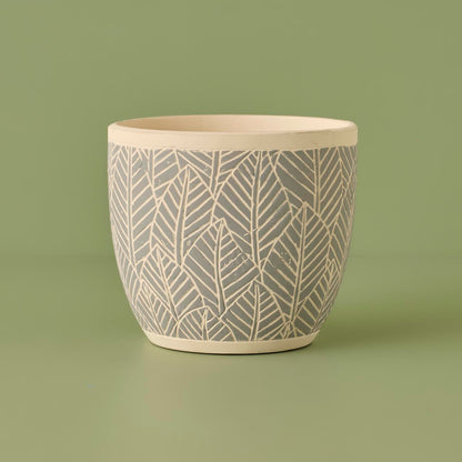 Leaf Seramik Saksı Açık Yeşil (15x17 cm)