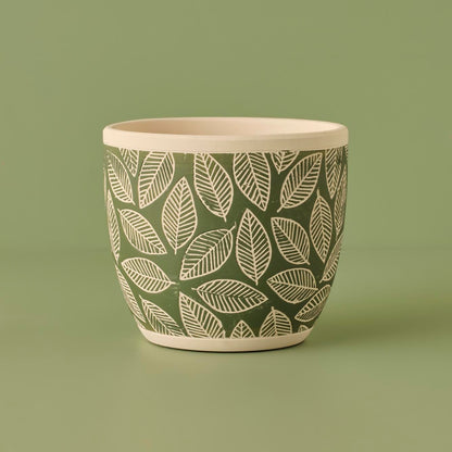 Leaf Seramik Saksı Açık Yeşil (15x17 cm)