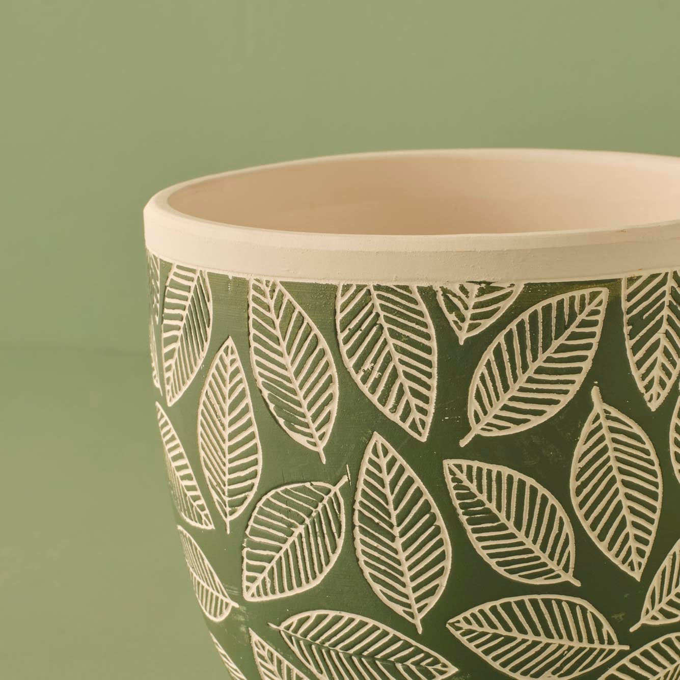Leaf Seramik Saksı Açık Yeşil (15x17 cm) - KOYU YEŞİL - 15x17 cm - 2