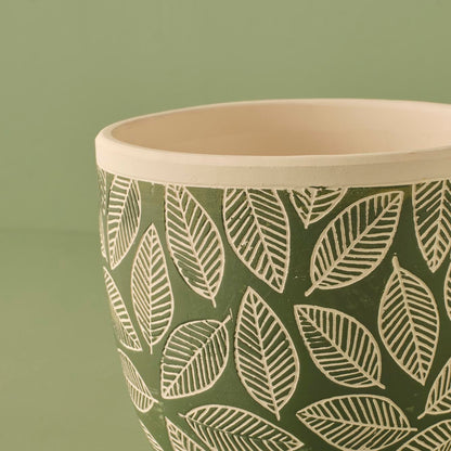 Leaf Seramik Saksı Açık Yeşil (15x17 cm) - KOYU YEŞİL - 15x17 cm - 2