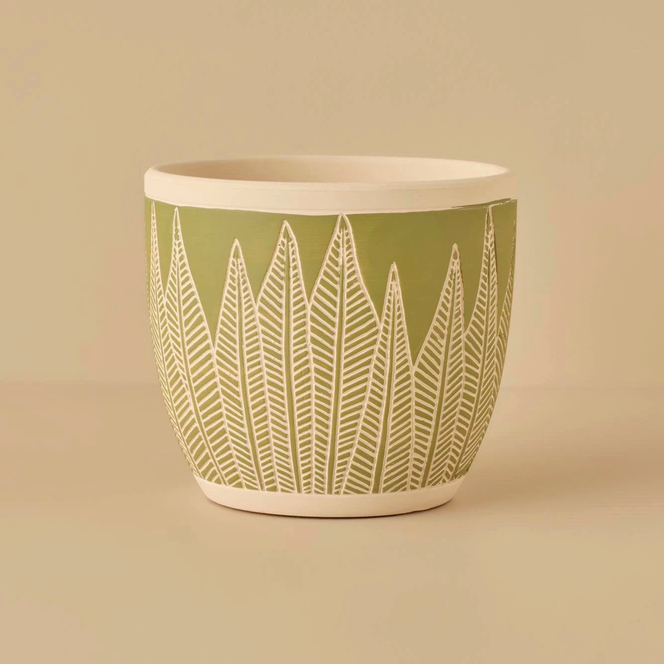 Leaf Seramik Saksı Açık Yeşil (15x17 cm)