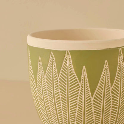 Leaf Seramik Saksı Açık Yeşil (15x17 cm) - 2