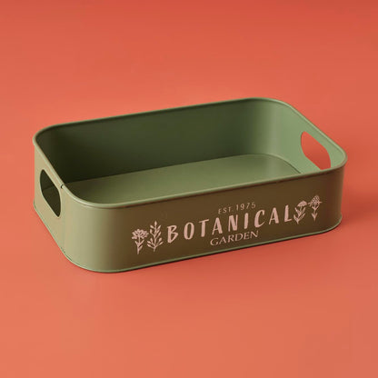 Botanical Metal Tepsi Yeşil (50x30x8 cm)