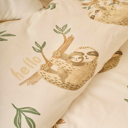 %100 Pamuk Ranforce Sloth Bebek Nevresim Takımı Bej (100x150 cm) - 4