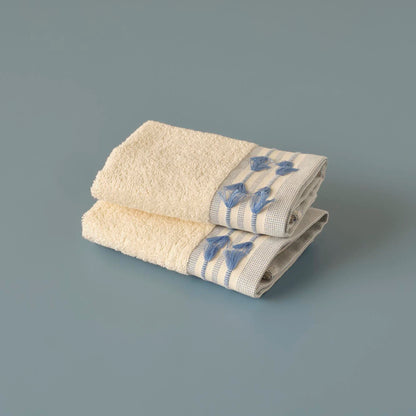 %100 Pamuk Tassel 2'li El Havlusu Mavi (30x30 cm)