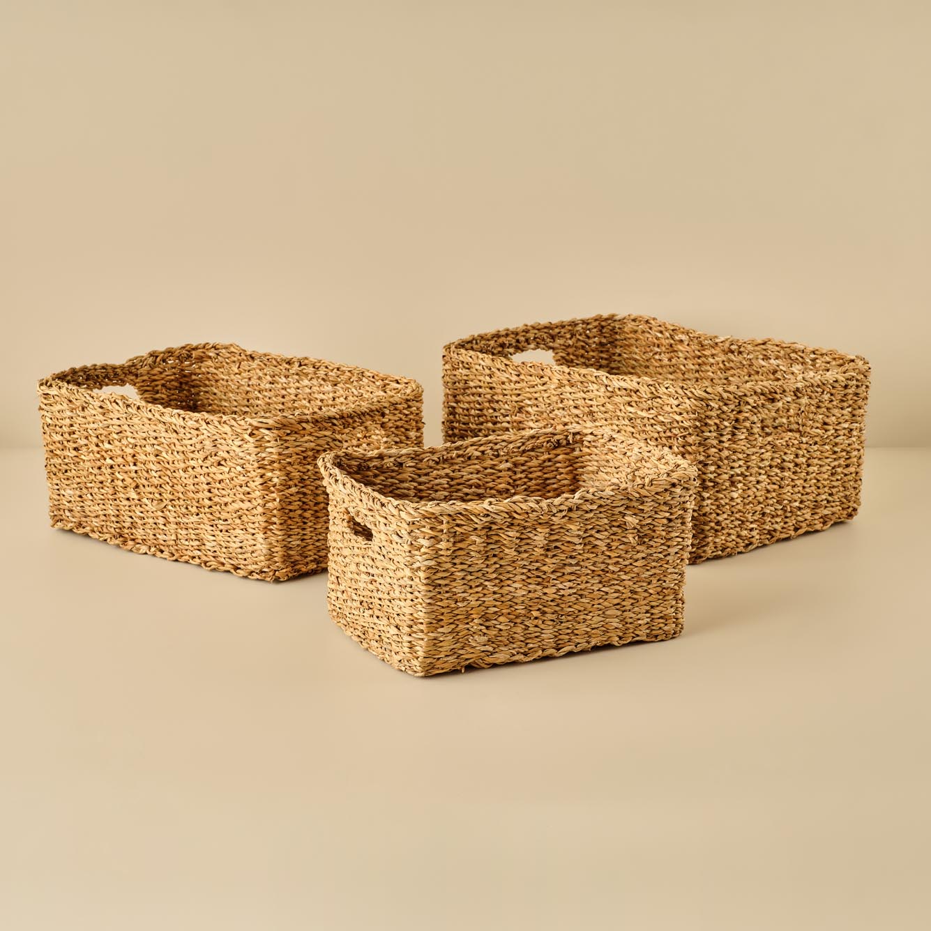 Elise Dikdörtgen Hasır Sepet Naturel (36x26 cm) - 32x22 cm - NATUREL - 3