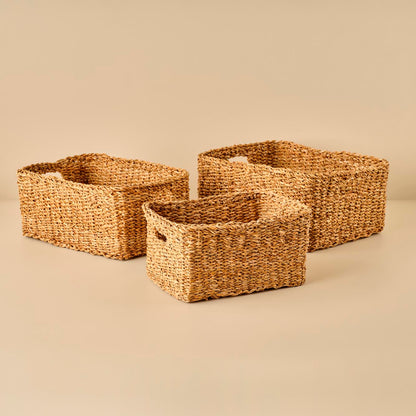 Elise Dikdörtgen Hasır Sepet Naturel (36x26 cm) - 32x22 cm - NATUREL - 3
