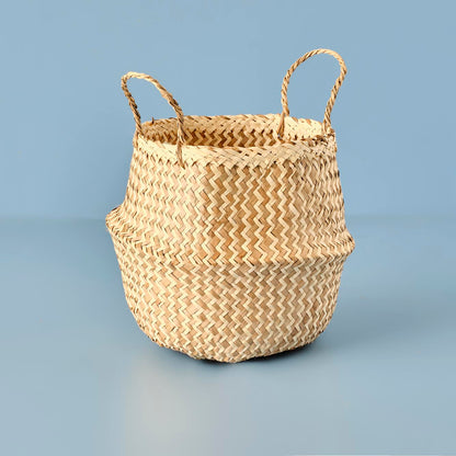 Bloss Katlanır Hasır Sepet Naturel (30x24 cm)