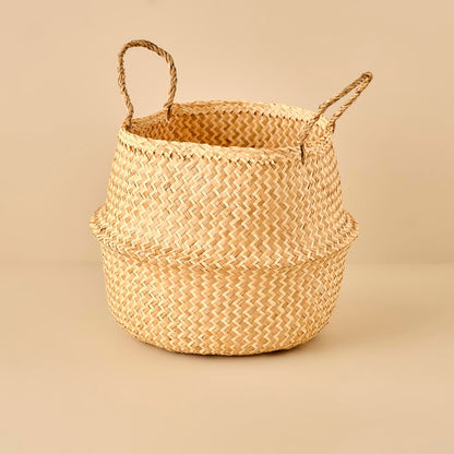 Bloss Katlanır Hasır Sepet Naturel (30x24 cm)