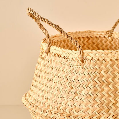 Bloss Katlanır Hasır Sepet Naturel (30x24 cm) - 35x28 cm - NATUREL - 2