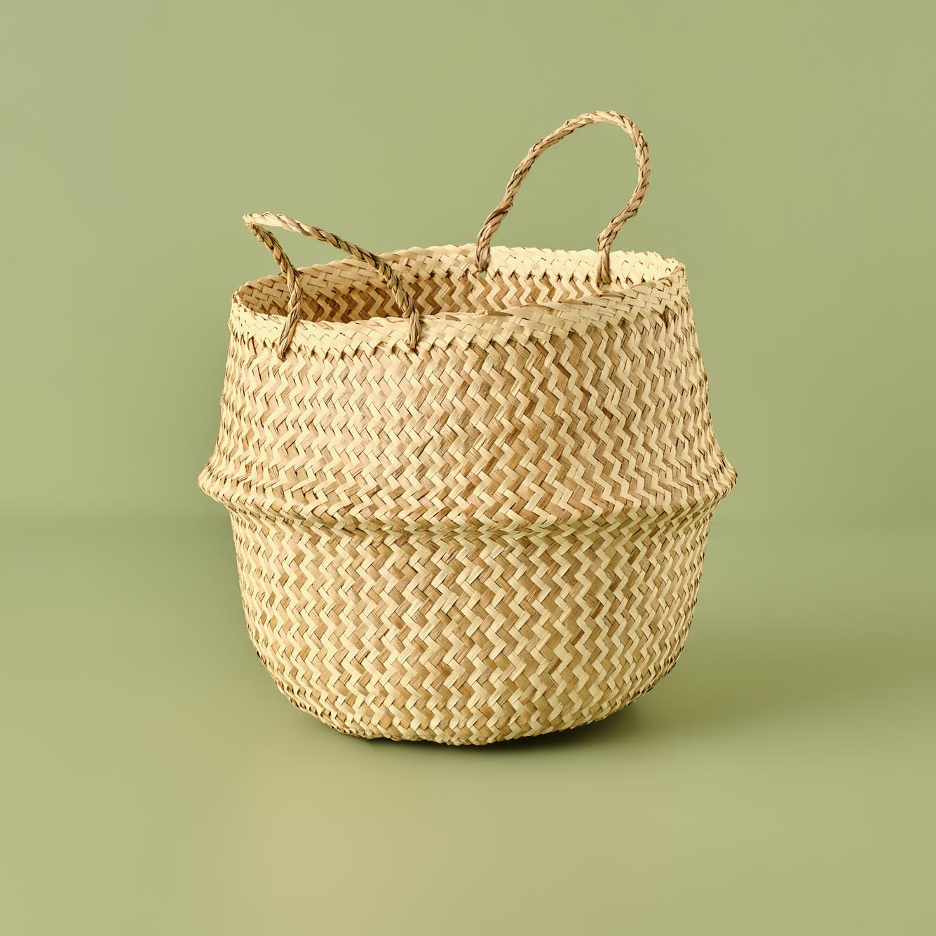 Bloss Katlanır Hasır Sepet Naturel (30x24 cm)