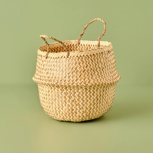 Bloss Katlanır Hasır Sepet Naturel (30x24 cm)