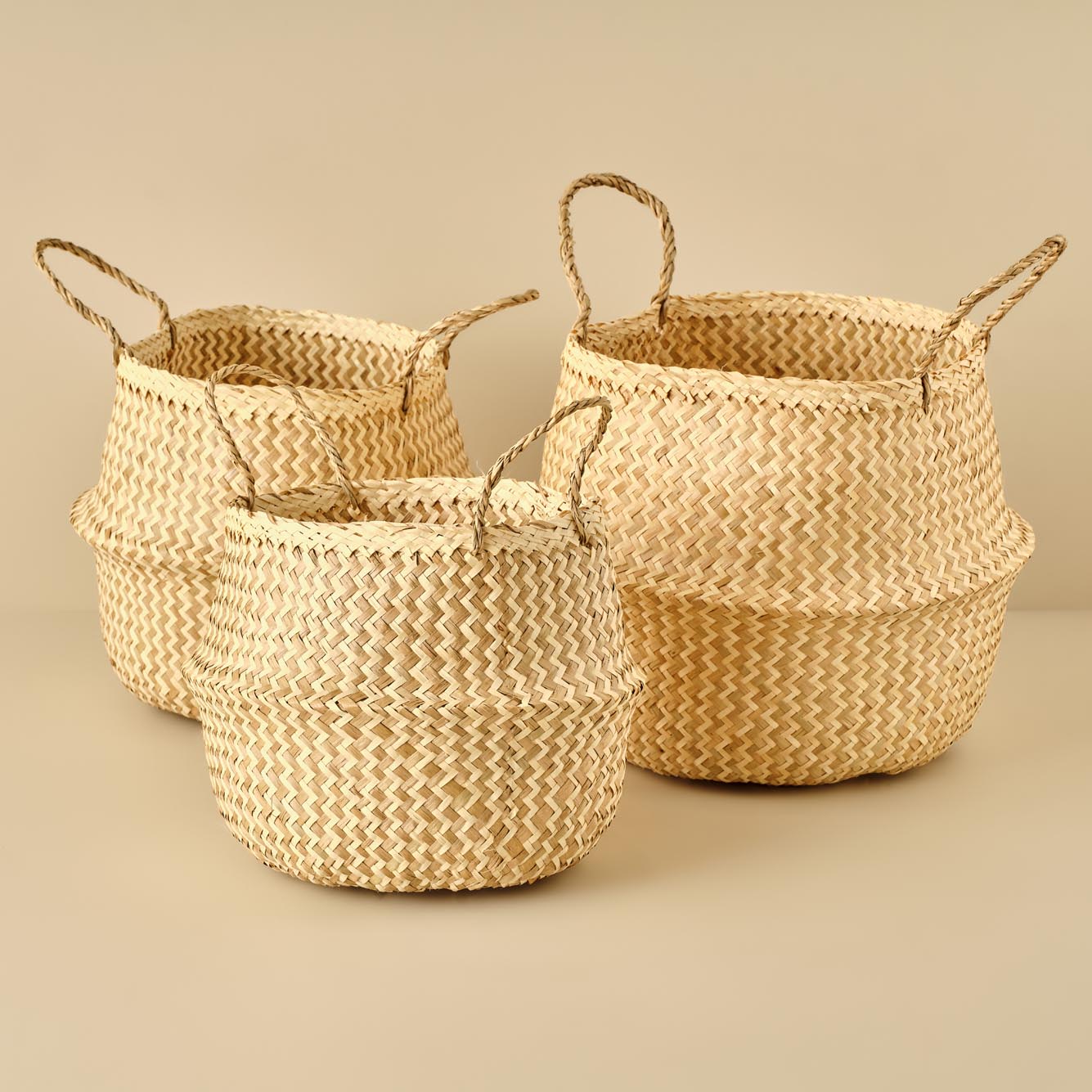 Bloss Katlanır Hasır Sepet Naturel (30x24 cm) - 4