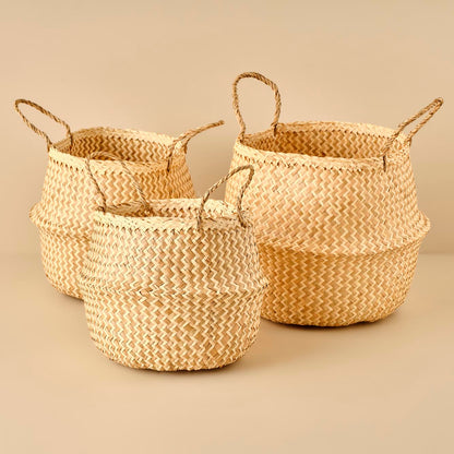 Bloss Katlanır Hasır Sepet Naturel (30x24 cm) - 4