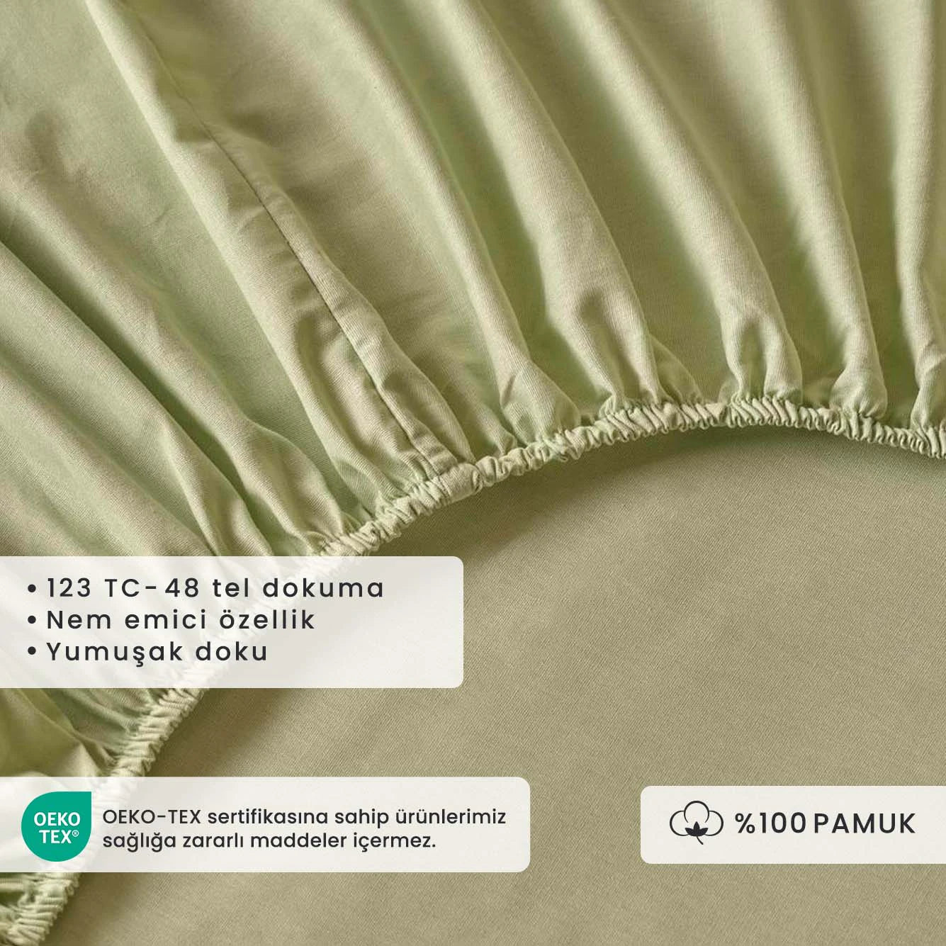 %100 Pamuk Ranforce Basic - 180x200x35 - SİSLİ YEŞİL - 2
