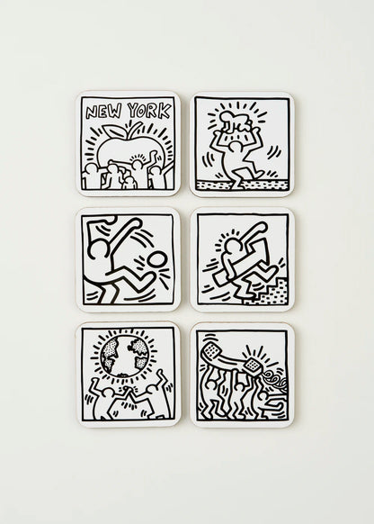 Keith Haring 6'lı Bardak Altlığı Siyah (10x10 cm)