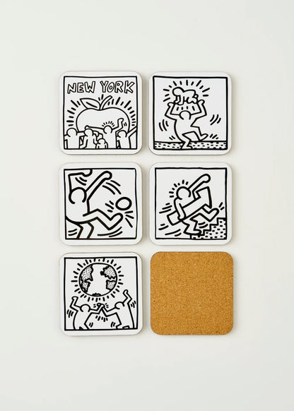 Keith Haring 6'lı Bardak Altlığı Siyah (10x10 cm)