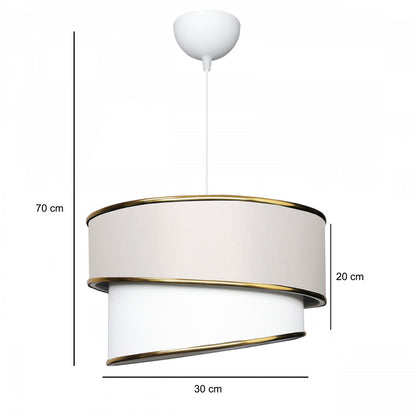 Gold Kumaş Tekli Sarkıt Avize Krem (30x20x70 cm) - 3