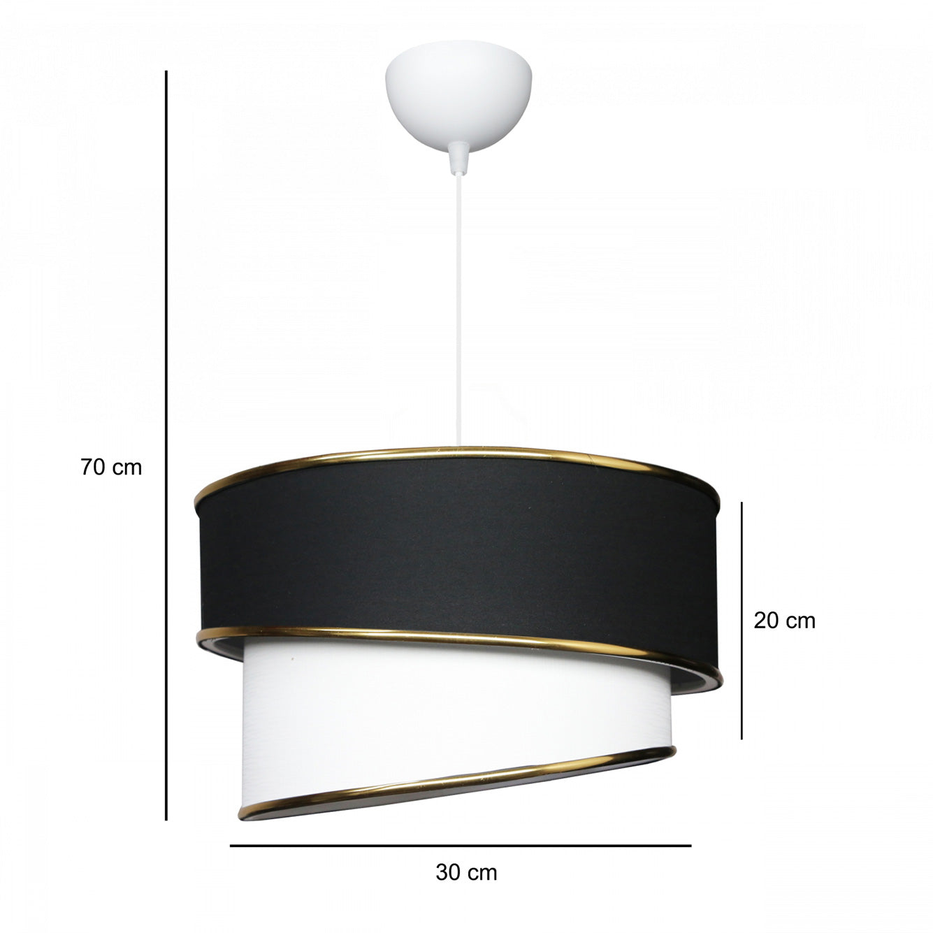 Gold Kumaş Tekli Sarkıt Avize Krem (30x20x70 cm) - SİYAH - 30x20x70 cm - 3