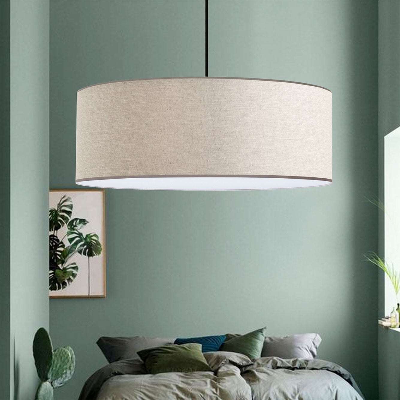 Kırçıllı Kumaş Sarkıt Avize Krem (50x19x80 cm)